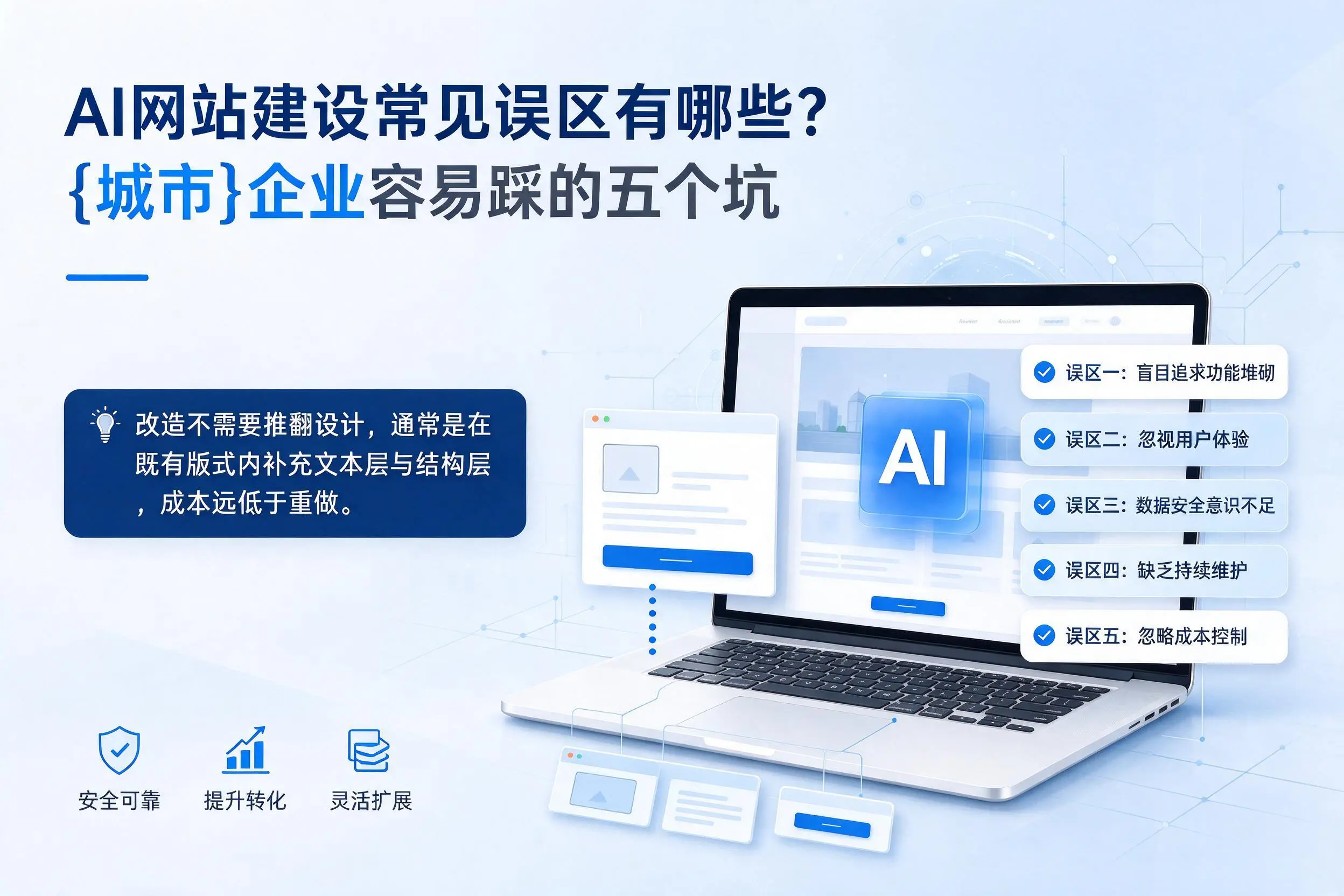 AI网站建设常见误区有哪些?阿勒泰企业容易踩的五个坑